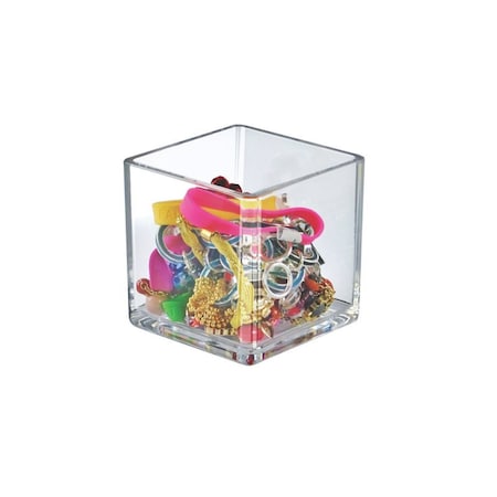Azar Displays 4'' Deluxe Clear Acrylic Square Cube Bin for Counter, 2PK 556304-GS-2PK